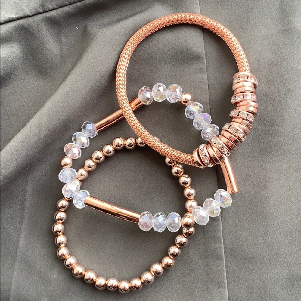 3 rose gold bracelets